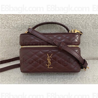 Saint Laurent GABY vanity bag in lambskin ROUGE CABERNET(original quality)