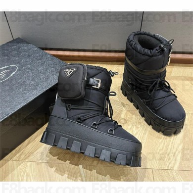 Prada Nylon gabardine après-ski boots with pouch black 1U005N 2023