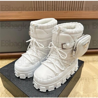 Prada Nylon gabardine après-ski boots with pouch white 1U005N 2023