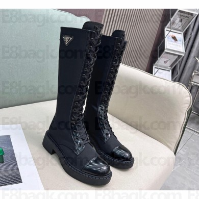 Prada Brushed leather and Re-Nylon boots black 1W906M 2023