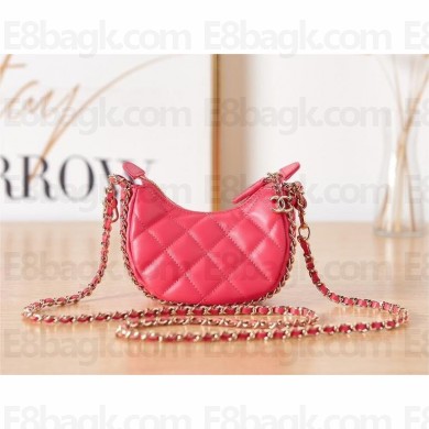 Chanel Lambskin & Shiny Light Gold Metal Clutch with Chain AP3232 fuchsia 2023