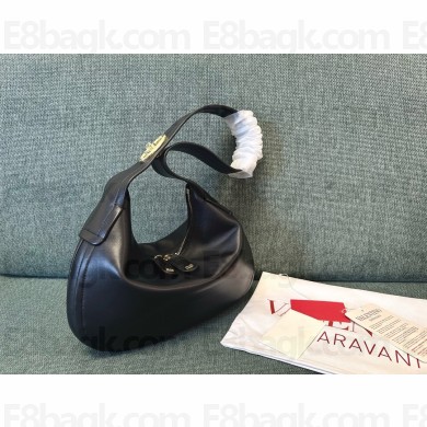 VALENTINO LOGO HOBO BAG IN SHEEPSKIN BLACK 2024
