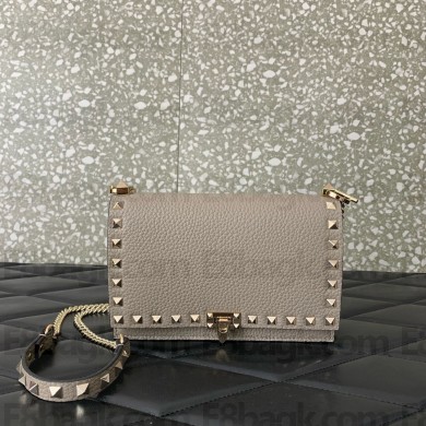 VALENTINO GARAVANI Rockstud Grainy Leather Crossbody In GRAY 2024