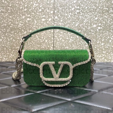 Valentino Garavani  Locò embroidered small shoulder bag GREEN 2022
