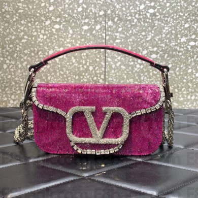Valentino Garavani  Locò embroidered small shoulder bag FUCHSIA 2022