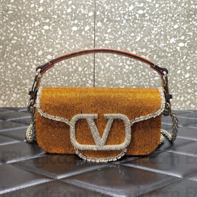 Valentino Garavani  Locò embroidered small shoulder bag YELLOW 2022