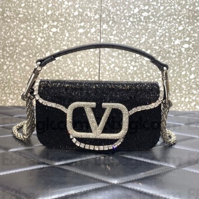 Valentino Garavani  Locò embroidered small shoulder bag BLACK 2022