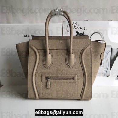 Celine Mini Luggage Bag in Original Drummed Calfskin apricot