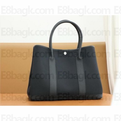 Hermes Garden Party 30 bag in canvas/ togo leather noir(full handmade)