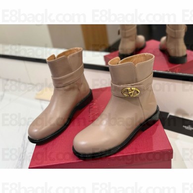 Valentino vlogo signature new leather ankle boots nude pink 2024