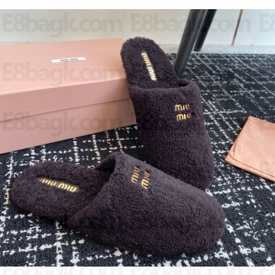 Miu Miu shearling slippers dark purple 1122-2024
