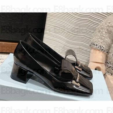 Prada patent leather pumps with Architectural details black heel 4.5cm 2024