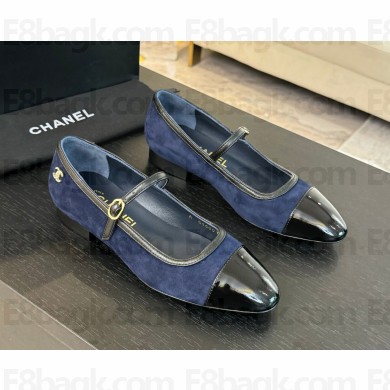 Chanel Mary Janes blue Suede Lambskin Flat 2024