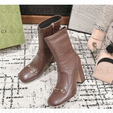 GUCCI Women's Horsebit ankle boot in brown heel 9.5cm 2024 