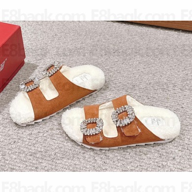 Roger Vivier VIiv Winter strass Buckle Mules in brown 2024