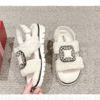 Roger Vivier VIiv Winter strass & fur sandals in white 2024