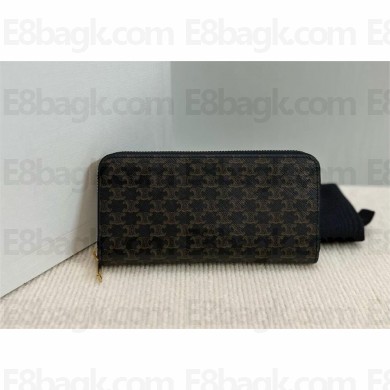 CELINE Large zipped wallet in Triomphe Canvas 2024