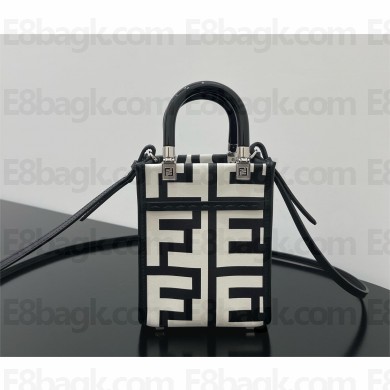 Fendi Leather two-tone PRINTED Mini Sunshine Shopper Bag 2022