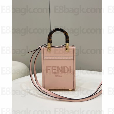 Fendi Leather Mini Sunshine Shopper Bag pale pink 2022