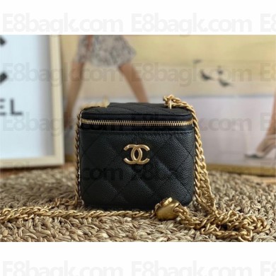 Chanel Grained Calfskin & Gold-Tone Metal Clutch with Chain AP3203 BLACK 2023