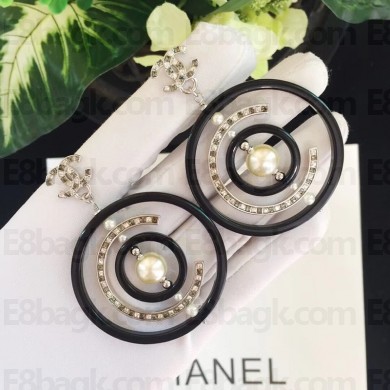 Chanel Earrings A53142 Black Resin/Crystal 2018