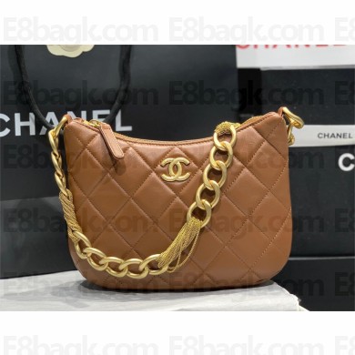 Chanel Hobo Handbag in Lambskin AS4220 tan 2023