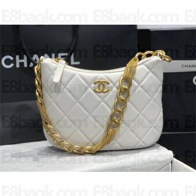 Chanel Hobo Handbag in Lambskin AS4220 white 2023