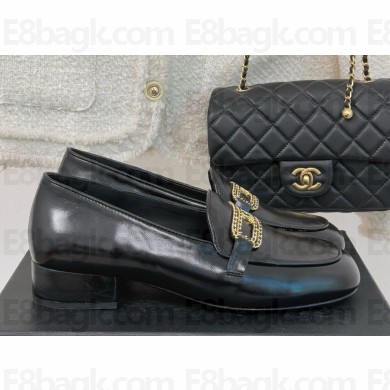Chanel Mocassins Crumpled Shiny Lambskin Black G46113-2025