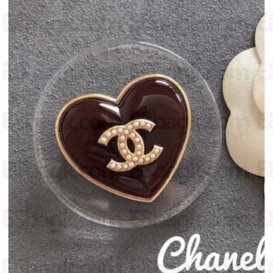 Chanel Glass and Resin Brooch A53184 Transparent/Burgundy 2018
