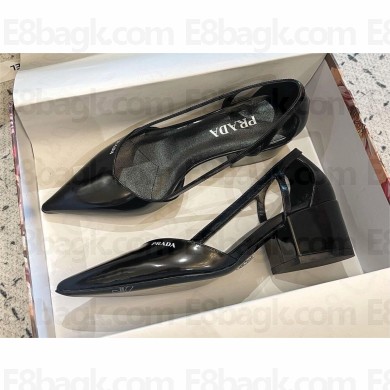 Prada Brushed leather cut-out pumps 1I736N black 2024