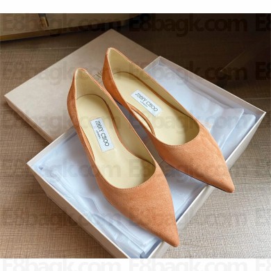 Jimmy Choo Heel 1cm Love Pointy Toe flats suede orange