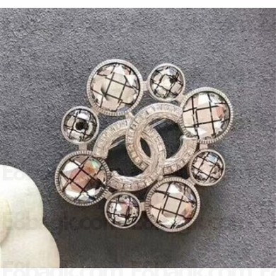 Chanel Brooch A58197 Silver/Crystal/Black/White 2018