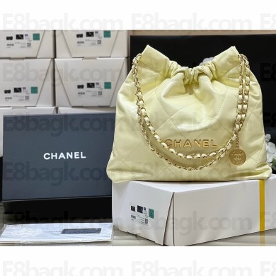 CHANEL Calfskin 22 Small Handbag AS3260 light yellow 2022(ORIGINAL QUALITY)