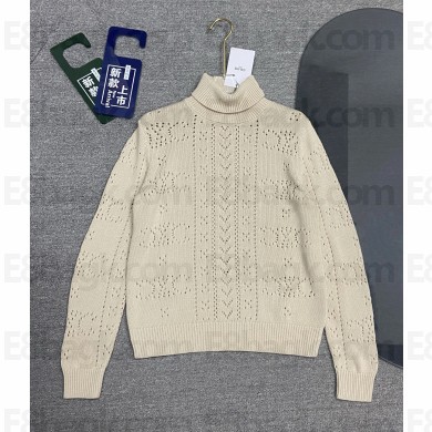 celine turtleneck sweater in Shetland pointelle bone 2024 