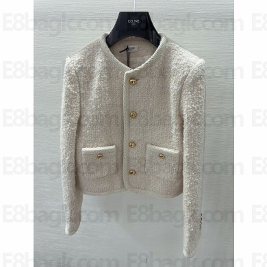 celine chelsea jacket in cashmere bouclette natté IVOIRE 2024 