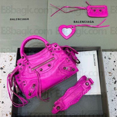 balenciaga Neo Cagole XS Handbag in FUCHSIA Arena lambskin