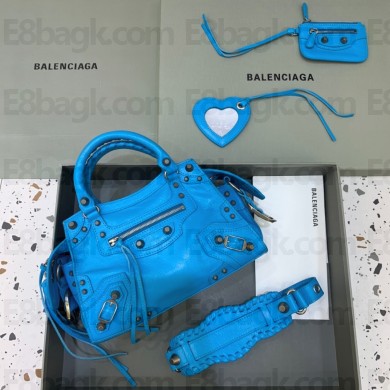 balenciaga Neo Cagole XS Handbag in BLUE Arena lambskin