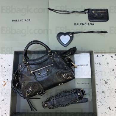 balenciaga Neo Cagole XS Handbag in BLACK Arena lambskin