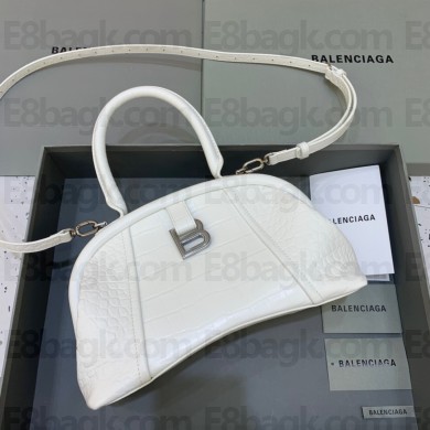 balenciaga editor small bag crocodile embossed white 2022