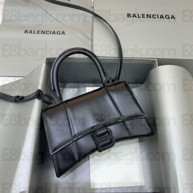 balenciaga hourglass xs handbag with rhinestones black