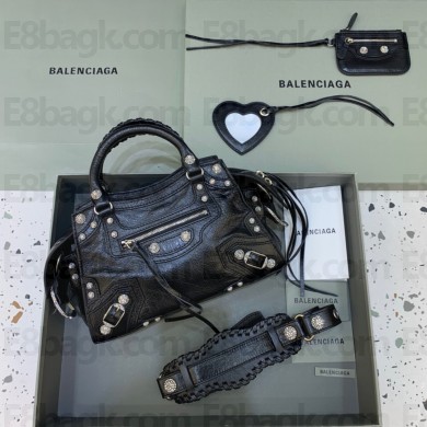 balenciaga Neo Cagole XS Handbag BLACK with rhinestones