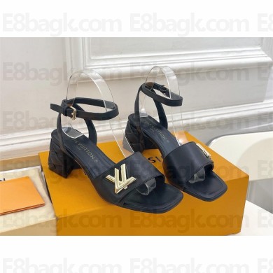 Louis Vuitton Heel 5.5cm black leather Shake Sandal 1ACHYY 2024