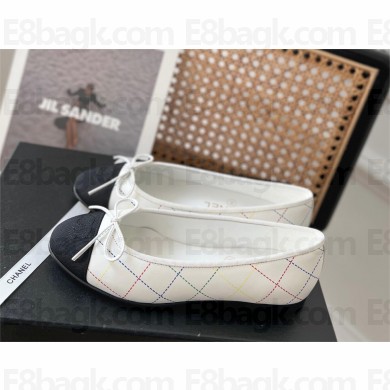 Chanel quilting leather& Grosgrain Ballerinas white 2023 