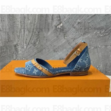 Louis Vuitton blue denim Helios Flat Sandal 1ACMOX 2024