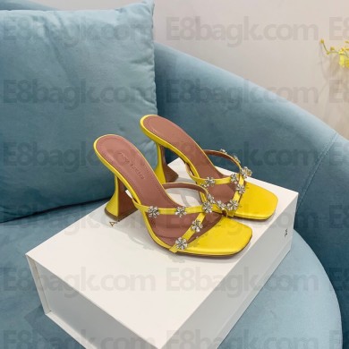 Amina Muaddi Lily Silk High Heel Sandals 9.5cm yellow 2022