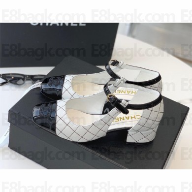 Chanel Mary Janes Suede Kidskin And Patent Calfskin Shoes white 2022
