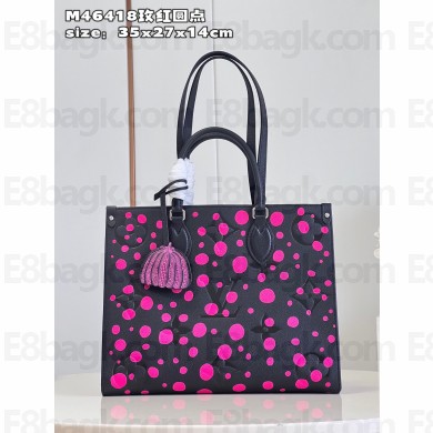 LV x YK OnTheGo MM TOTE BAG M46418 NOIR FUCHSIA 2023