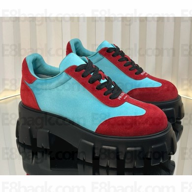 Prada women/men platform 4.5cm lace-up suede leather sneakers 04-2025