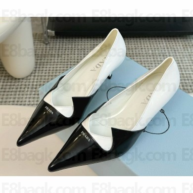 Prada Patent Leather  pumps black/White 1212-2024ss