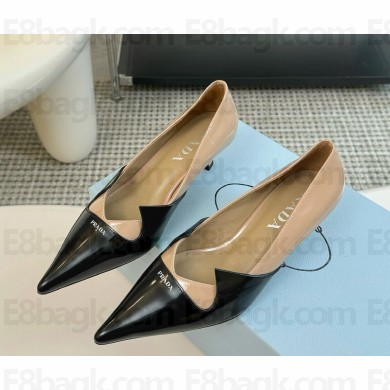 Prada Patent Leather  pumps beige/black 1212-2024